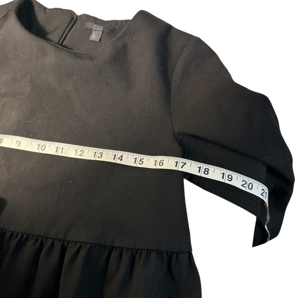 COS Lightwt  Peplum Wool Tiered Blouse Mid Sleeves Sz 2 - Picture 9 of 12